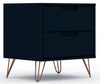 Manhattan Comfort Rockefeller Mid-Century Modern Nightstand with 2-Drawers - Tatiana Midnight Blue