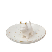 Ceramic Dog Trinket Tray - White