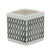 Ceramic Square 4\" Criss-Cross Pattern Pen Holder - Black and White