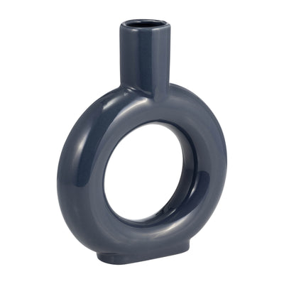 Ceramic 9" Round Cut-Out Vase - Cobalt Blue|Vase de 9 po en céramique avec découpe - bleu cobalt