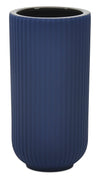 Navy 9\" Ceramic Ridged Vase