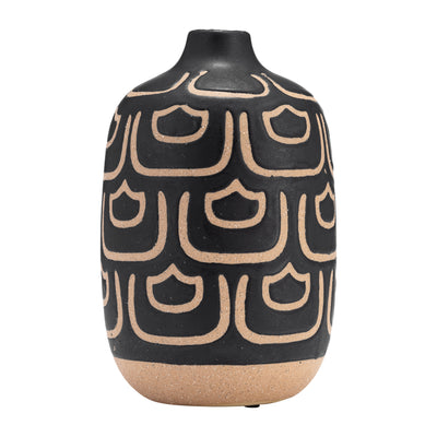 Ceramic 10" Decorative Vase - Black and Tan|Vase décoratif de 10 po en céramique - noir et tan