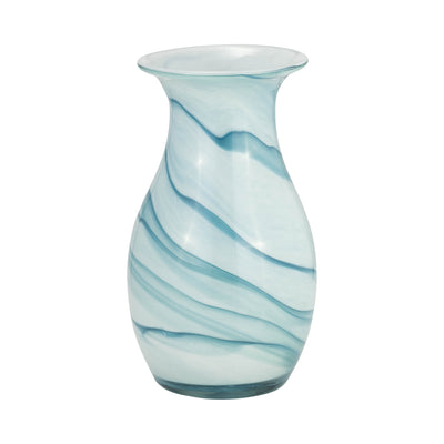 Glass 11" Two-Tone Vase - Blue and White|Vase deux couleurs de 11 po en verre - bleu et blanc