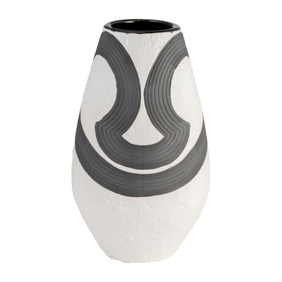 Stoneware 11" Noir Vase - Black and White|Vase de 11 po en grès noir - noir et blanc