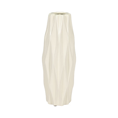 Ceramic 12" Flutted Vase - White|Vase cannelé de 12 po en céramique - blanc