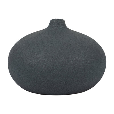 Ceramic 5" Round Volcanic Vase - Navy|Vase rond de 5 po en céramique à texture volcanique - bleu marine