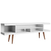Manhattan Comfort Utopia 70.47\" TV Stand with Splayed Wooden Legs & 4 Shelves - White