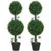 HOMCOM 3FT Artificial Boxwood Topiary Trees Fake Plants Set of 2, Green