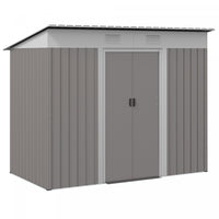 Outsunny 7' X 4' Metal Outdoor Storage Shed W/ Sliding Doors Light Grey