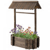 Outsunny Wooden Wishing Well Garden Bed, Rustic Outdoor Flower Planter Patio Ornamental For Plants, Herb, Vegetables, Rustic Brown