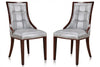 Manhattan Comfort Set of 2 Fifth Avenue Faux Leather Dining Chairs - Silver & Walnut