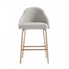 Gracie Modern Metal Upholstered Counter Stool in Stone Gray and Gold Bar Stool