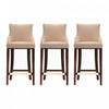 Shubert Modern Wood Upholstered Barstool in Tan - Set of 3