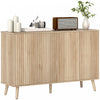 HOMCOM Sideboard Modern Fluted Buffet Cabinet with Adjustable Shelves Oak