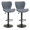 HOMCOM Bar Stools Set of 2 Adjustable Height Swivel Bar Chairs with Back