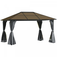 Outsunny 10' X 13' Patio Gazebo Aluminum Framed Polycarbonate Roof Hardtop Garden Canopy Party Tent