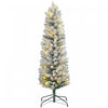 Homcom 5 Foot Snow Flocked Artificial Pencil Christmas Tree With Lights