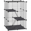 Pawhut 3-tier Diy Pet Playpen Small Animal Cage Bunny Hutch Portable Metal Wire With Ramps For Kitten Bunny Chinchilla Pet Mink Black