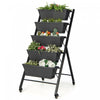 Costway 5-tier Vertical Raised Garden Bed Elevated Planter With Wheels & Container Boxes