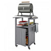 Outsunny Grill Table with Stainless Steel Top, Pizza Oven Table with Storage Cabinet, Spice Rack, Outdoor Kitchen Island with Wheels, Handle, Dark Grey