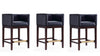 Kingsley Mid-Century Modern Wood Upholstered Counter Stool in Black - Set of 3