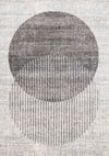 Solace Soft Low-Pile Grey White Merging Circles Area Rug - 3'11\" x 5'7\"
