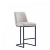 Serena Modern Metal Upholstered Counter Stool in Light Gray Bar Stool