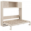 Ethan Solid Wood Murphy Bed with Storage Cabinets,Queen Size,Beige Queen Bed