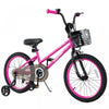 Costway 18\" Kid's Bike With Training Wheels Adjustable Handlebar & Seat Handbrake Pink