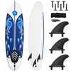 Costway 6' Surfboard Foamie Body Surfing Board W/3 Fins & Leash For Kids Adults White