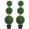 HOMCOM 2 Pack Artificial Boxwood Topiary Ball Trees, Fake Plants in Pot