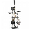 Pawhut 94\"-102\" Huge Cat Tree Ceiling High Cat Condo Scratching Post Activity Center Multi-level Play House Dark Grey