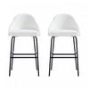 Gracie Modern Metal Upholstered Barstool in White and Black - Set of 2