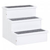 Pawhut Pet Steps 3-step Dog Stairs For Small Dogs Cats And Wooden Ramp With Storage Box Carpet Tread, White