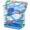 Pawhut 18.5\" Hamster Cage, 5 Tiers Small Animal Cage With Tunnel Tube System, Water Bottle, Exercise Wheel, Ramp, Food Dish - Blue