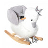 Qaba Kids Wooden Rocking Horse Swan Baby Rocking Chair Plush Ride On Swan With Sounds, Wooden Base For Babies 18-36 Months, White And Grey