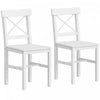 HOMCOM Farmhouse Wood Dining Chairs Set of 2 with Cross Back, White