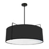 Dainolite Trapezoid 4 Light Pendant Drum Black Shade White Fabric Diffuser Lamp