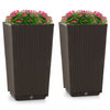Costway 2pcs Outdoor Wicker Flower Pot 22.5\"tall Planters With Drainage Hole Coffee