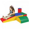 Soozier 5 Pieces Soft Play Climbing Blocks Toys For Toddlers, Climb And Crawl Activity, Modular Kids Play Set, Baby Foam Stairs And Ramp Climber Gym Indoor, Red/yellow/green