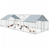 Pawhut Chicken Run, Large Metal Chicken Coop With Feeding Door, Waterproof & Uv-resistant Cover, Hanging Feeder, Perch, Poultry Cage For Outdoor, Backyard, Farm, For 24-30 Poultry
