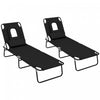 Outsunny 2pcs Adjustable Outdoor Lounge Chair, Garden Folding Chaise Lounge