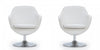 Caisson Modern Upholstered Swivel Lounge Chair in White - Set of 2