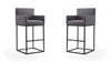Ambassador Mid-Century Modern Metal Upholstered Barstool in Gray - Set of 2 Bar Stool