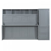 Dennis Engineered Wood Full Murphy Bed With Shelves And Drawers, Grey