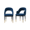 Carrington Modern Glam Upholstered Velvet Armchair in Midnight Blue - Set of 2