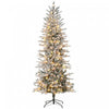 Homcom 7' Flocked Artificial Christmas Tree With Warm Yellow Clear Lights
