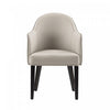 Hillman Modern Wood Vegan Leather and Velvet Armchair in Light Gray Dining Chair