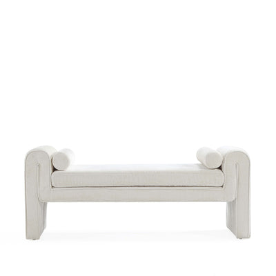 Concord Modern Glam Chenille Accent Bench in Ivory | Banc d’appoint moderne et glamour Concord en chenille ivoire