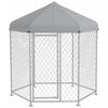 Pawhut Outdoor Dog Kennel Dog Run With Waterproof, Uv Resistant Cover For Medium And Large Sized Dogs, 6.9' X 6.1' X 7', Silver